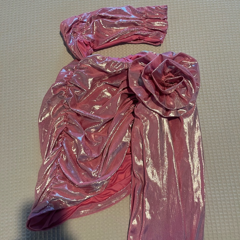 Pink Metallic Cut Out Dress